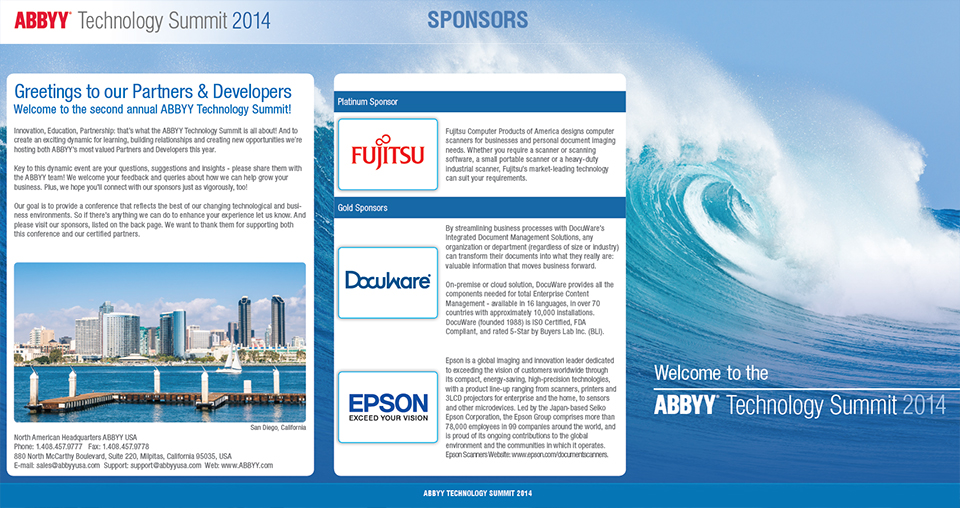 ABBYY 2014 Technology Summit Brochure using InDesign